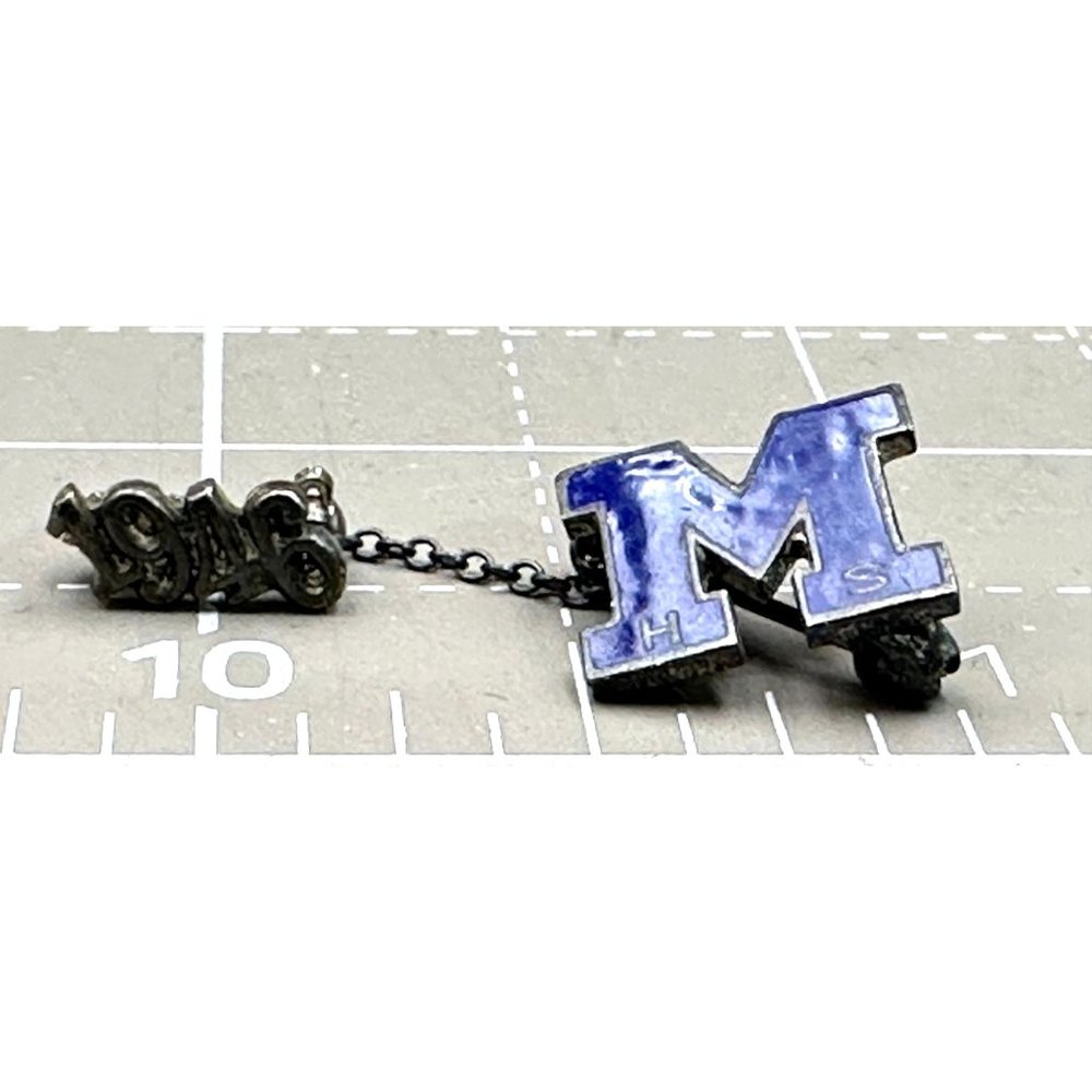 Sterling Silver 1946 Blue Enameled "M" Letter High School Class Pin